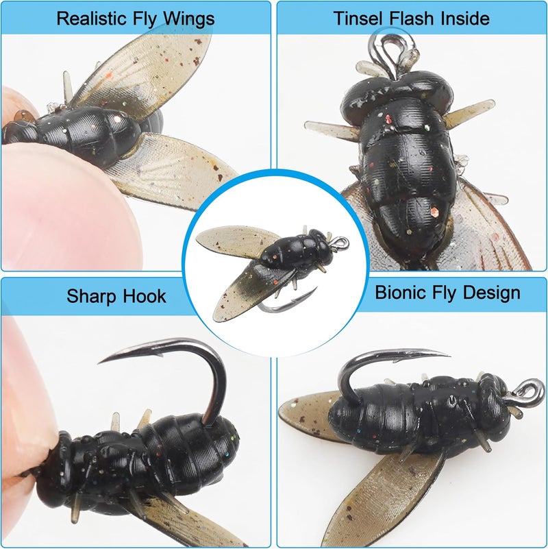 SILANON Bionic Fly Fishing Bait, 18/36pcs Fly Fishing Flies Lures Kit Trout Jigs Swimbait Dry Flies Trout Panfish Lures Freshwater Saltwater Flies Fly Fishing Hook Artificial Soft Bait - Image 2